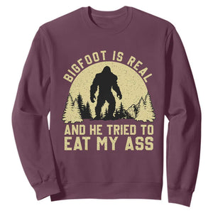 Funny Bigfoot Sweatshirt Sasquatch Big Foot Eat My Ass Vintage Cryptid Meme TS10 Maroon Print Your Wear
