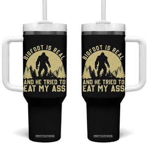 Funny Bigfoot Tumbler With Handle Sasquatch Big Foot Eat My Ass Vintage Cryptid Meme TS10 One Size: 40 oz Black Print Your Wear