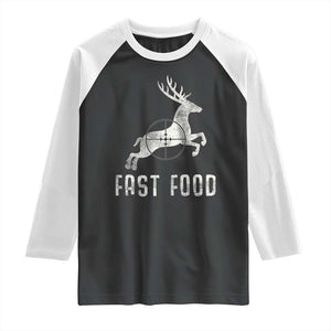 Deer Hunting Season Raglan Shirt Funny Fast Food TS10 Black White Print Your Wear