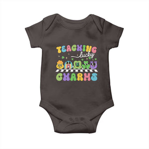 St Patricks Day Lucky Teacher Baby Onesie Teaching Lucky Charm Teachers TS10 Dark Chocolate Print Your Wear