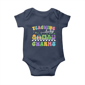 St Patricks Day Lucky Teacher Baby Onesie Teaching Lucky Charm Teachers TS10 Navy Print Your Wear