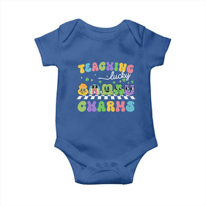 St Patricks Day Lucky Teacher Baby Onesie Teaching Lucky Charm Teachers TS10 Royal Blue Print Your Wear