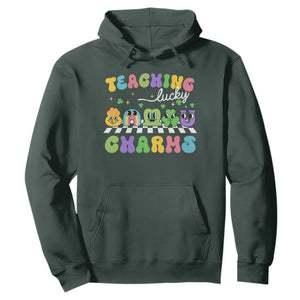 St Patricks Day Lucky Teacher Hoodie Teaching Lucky Charm Teachers TS10 Dark Forest Green Print Your Wear