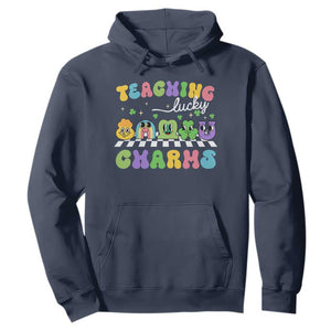 St Patricks Day Lucky Teacher Hoodie Teaching Lucky Charm Teachers TS10 Navy Print Your Wear