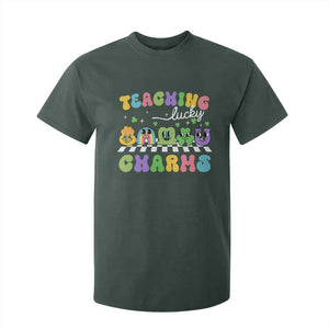 St Patricks Day Lucky Teacher T Shirt For Kid Teaching Lucky Charm Teachers TS10 Dark Forest Green Print Your Wear