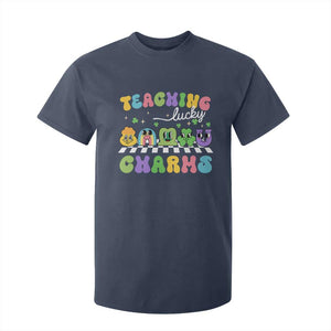 St Patricks Day Lucky Teacher T Shirt For Kid Teaching Lucky Charm Teachers TS10 Navy Print Your Wear