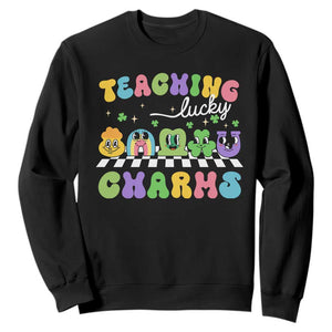 St Patricks Day Lucky Teacher Sweatshirt Teaching Lucky Charm Teachers TS10 Black Print Your Wear