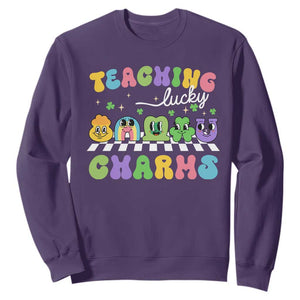 St Patricks Day Lucky Teacher Sweatshirt Teaching Lucky Charm Teachers TS10 Purple Print Your Wear