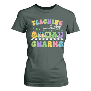 St Patricks Day Lucky Teacher T Shirt For Women Teaching Lucky Charm Teachers TS10 Dark Forest Green Print Your Wear