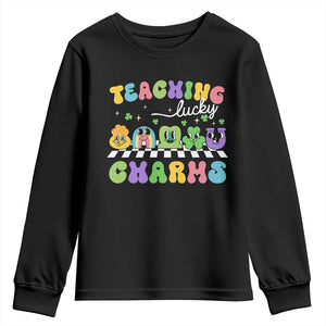 St Patricks Day Lucky Teacher Youth Sweatshirt Teaching Lucky Charm Teachers TS10 Black Print Your Wear