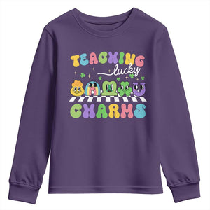 St Patricks Day Lucky Teacher Youth Sweatshirt Teaching Lucky Charm Teachers TS10 Purple Print Your Wear