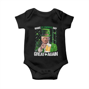 Funny Trump Make St. Paddy's Day Great Again Baby Onesie Lucky Shamrock American Flag TS10 Black Print Your Wear