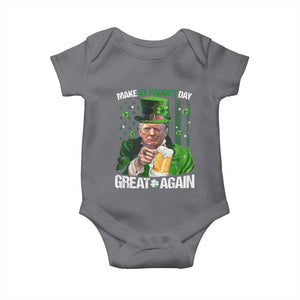 Funny Trump Make St. Paddy's Day Great Again Baby Onesie Lucky Shamrock American Flag TS10 Charcoal Print Your Wear