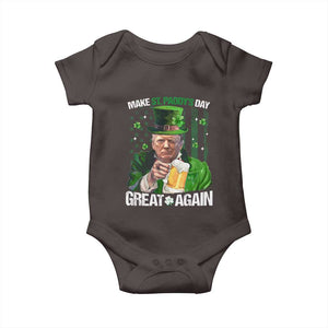 Funny Trump Make St. Paddy's Day Great Again Baby Onesie Lucky Shamrock American Flag TS10 Dark Chocolate Print Your Wear