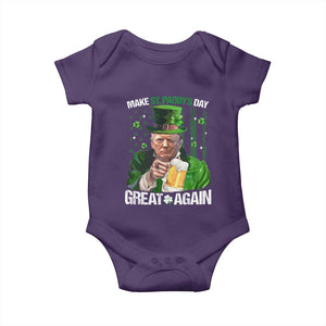 Funny Trump Make St. Paddy's Day Great Again Baby Onesie Lucky Shamrock American Flag TS10 Purple Print Your Wear