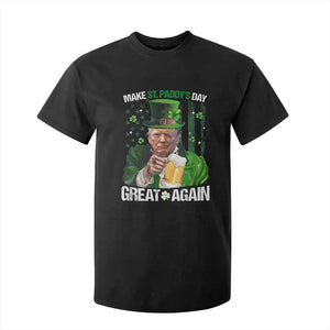 Funny Trump Make St. Paddy's Day Great Again T Shirt For Kid Lucky Shamrock American Flag TS10 Black Print Your Wear