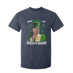 Funny Trump Make St. Paddy's Day Great Again T Shirt For Kid Lucky Shamrock American Flag TS10 Navy Print Your Wear