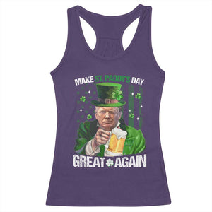 Funny Trump Make St. Paddy's Day Great Again Racerback Tank Top Lucky Shamrock American Flag TS10 Purple Print Your Wear