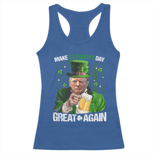 Funny Trump Make St. Paddy's Day Great Again Racerback Tank Top Lucky Shamrock American Flag TS10 Royal Blue Print Your Wear