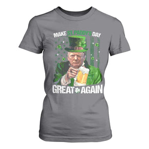 Funny Trump Make St. Paddy's Day Great Again T Shirt For Women Lucky Shamrock American Flag TS10 Charcoal Print Your Wear
