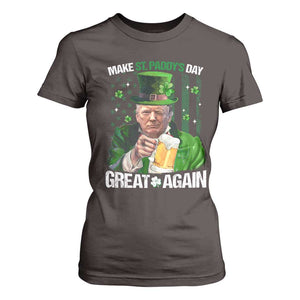 Funny Trump Make St. Paddy's Day Great Again T Shirt For Women Lucky Shamrock American Flag TS10 Dark Chocolate Print Your Wear