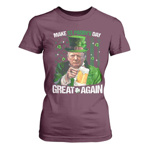 Funny Trump Make St. Paddy's Day Great Again T Shirt For Women Lucky Shamrock American Flag TS10 Maroon Print Your Wear