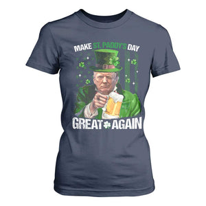 Funny Trump Make St. Paddy's Day Great Again T Shirt For Women Lucky Shamrock American Flag TS10 Navy Print Your Wear