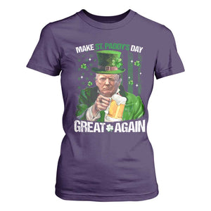 Funny Trump Make St. Paddy's Day Great Again T Shirt For Women Lucky Shamrock American Flag TS10 Purple Print Your Wear