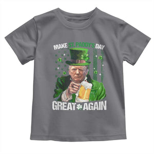 Funny Trump Make St. Paddy's Day Great Again Toddler T Shirt Lucky Shamrock American Flag TS10 Charcoal Print Your Wear