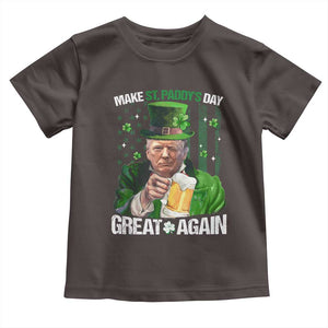 Funny Trump Make St. Paddy's Day Great Again Toddler T Shirt Lucky Shamrock American Flag TS10 Dark Chocolate Print Your Wear