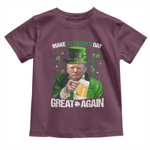 Funny Trump Make St. Paddy's Day Great Again Toddler T Shirt Lucky Shamrock American Flag TS10 Maroon Print Your Wear