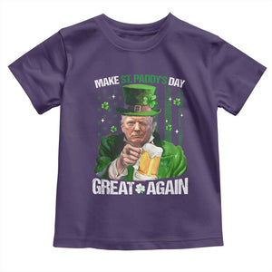 Funny Trump Make St. Paddy's Day Great Again Toddler T Shirt Lucky Shamrock American Flag TS10 Purple Print Your Wear