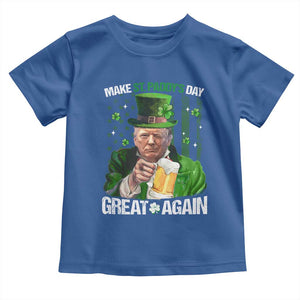 Funny Trump Make St. Paddy's Day Great Again Toddler T Shirt Lucky Shamrock American Flag TS10 Royal Blue Print Your Wear