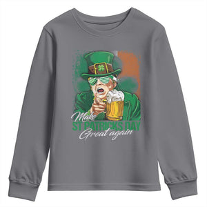 Funny Trump St Patricks Day Youth Sweatshirt Make St Patricks Day Great Again TS10 Charcoal Print Your Wear