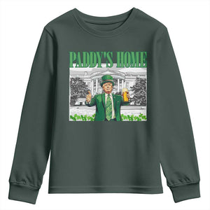 Funny Trump St Patricks Day Youth Sweatshirt Paddy's Home White House TS10 Dark Forest Green Print Your Wear