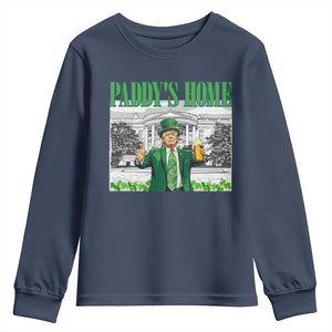 Funny Trump St Patricks Day Youth Sweatshirt Paddy's Home White House TS10 Navy Print Your Wear