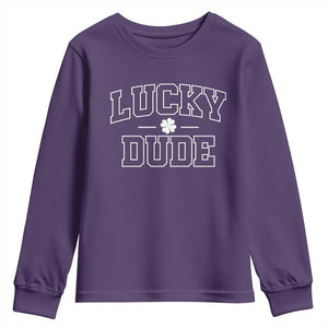 Kids St. Patrick's Day Youth Sweatshirt Lucky Dude TS10 Purple Print Your Wear