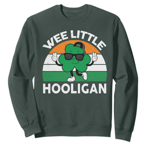 St Patricks Day Wee Little Hooligan Sweatshirt Funny Men Boy Kids Irish Kids TS10 Dark Forest Green Print Your Wear