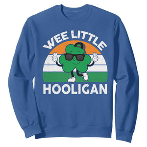 St Patricks Day Wee Little Hooligan Sweatshirt Funny Men Boy Kids Irish Kids TS10 Royal Blue Print Your Wear