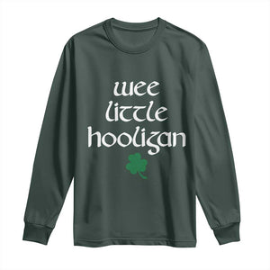St Patricks Kids Wee Little Hooligan Long Sleeve Shirt TS10 Dark Forest Green Print Your Wear