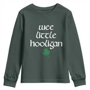 St Patricks Kids Wee Little Hooligan Youth Sweatshirt TS10 Dark Forest Green Print Your Wear