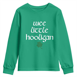 St Patricks Kids Wee Little Hooligan Youth Sweatshirt TS10 Irish Green Print Your Wear