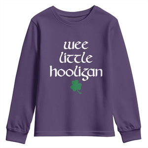 St Patricks Kids Wee Little Hooligan Youth Sweatshirt TS10 Purple Print Your Wear