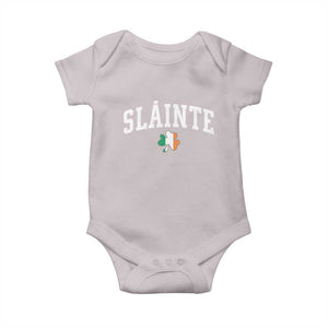 St Patricks Day Baby Onesie Retro Slainte Shamrock Lucky Irish Day Gift TS10 Ice Gray Print Your Wear