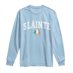 St Patricks Day Long Sleeve Shirt Retro Slainte Shamrock Lucky Irish Day Gift TS10 Light Blue Print Your Wear