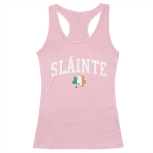 St Patricks Day Racerback Tank Top Retro Slainte Shamrock Lucky Irish Day Gift TS10 Light Pink Print Your Wear