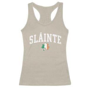 St Patricks Day Racerback Tank Top Retro Slainte Shamrock Lucky Irish Day Gift TS10 Sand Print Your Wear