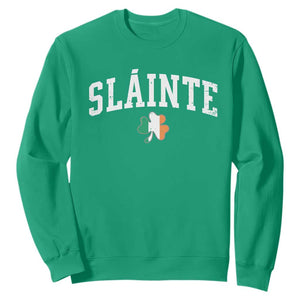 St Patricks Day Sweatshirt Retro Slainte Shamrock Lucky Irish Day Gift TS10 Irish Green Print Your Wear