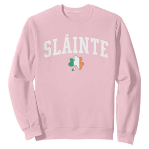 St Patricks Day Sweatshirt Retro Slainte Shamrock Lucky Irish Day Gift TS10 Light Pink Print Your Wear