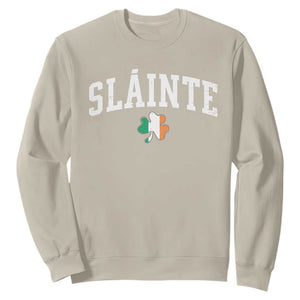 St Patricks Day Sweatshirt Retro Slainte Shamrock Lucky Irish Day Gift TS10 Sand Print Your Wear